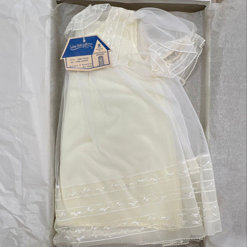 Vintage 50s Little Folks Girls Christening Dress Set Ivory Nylon NWT Boxed