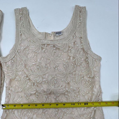 Vintage 80s Lawrence Kazar Beaded Pearl Two Piece Dress Bolero Set Sz M