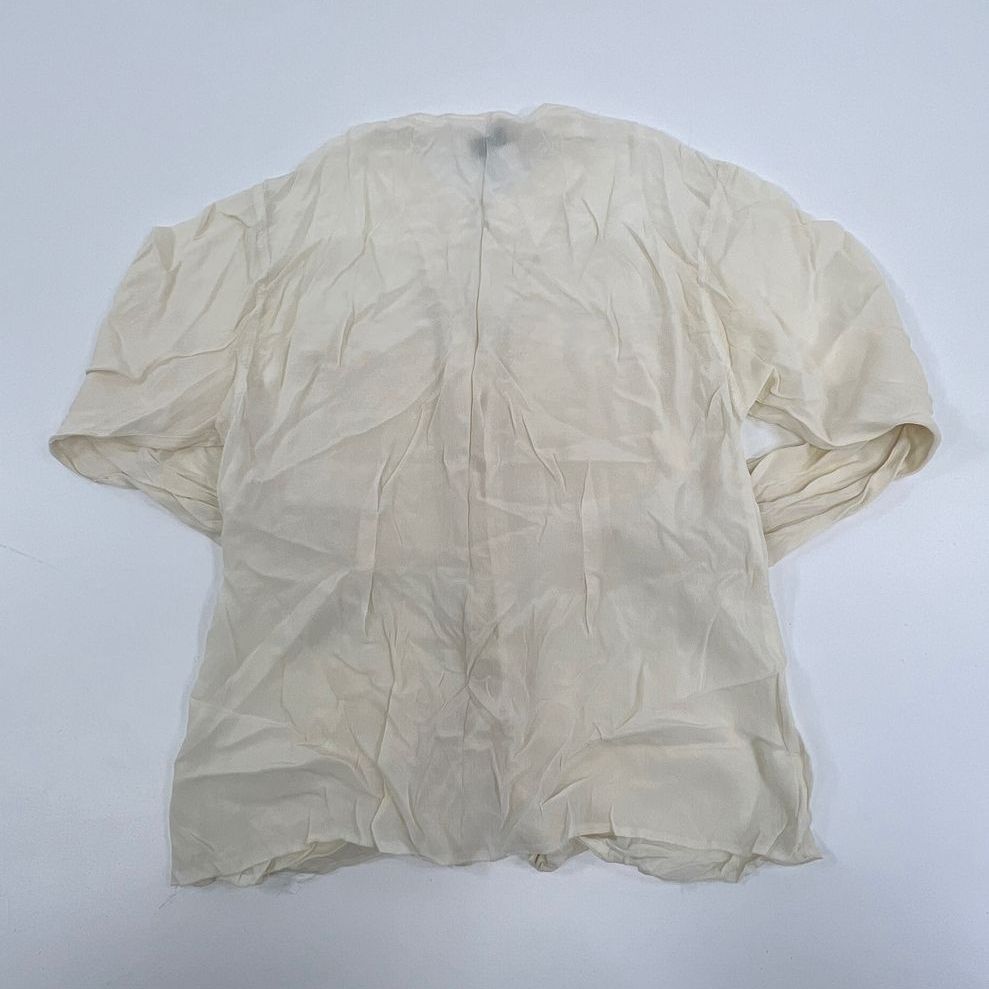 VTG Women's Dior Sheer Ivory 100% Rayon Button Up Long Sleeve Blouse - Size 8