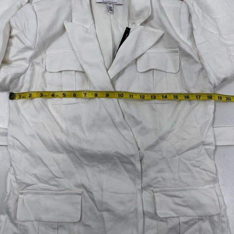 White House Black Market Women's Ecru Belted Safari Jacket Sz 2 NWT