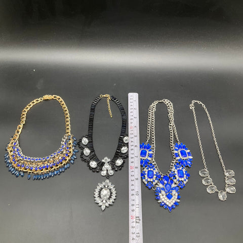 Fashion Statement Necklace Lot of 4 Bib Collar Rhinestone Crystal Beaded