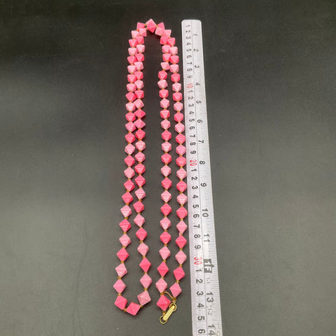 Vintage 1960s Pink Molded Bead Floral Faux Pearl Necklace Jewelry Lot of 2