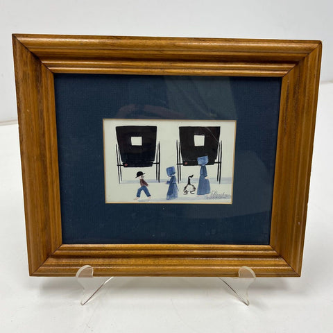 Diane Graebner Signed 1983 Print Amish Buggy Genre Scene Folk Art Framed