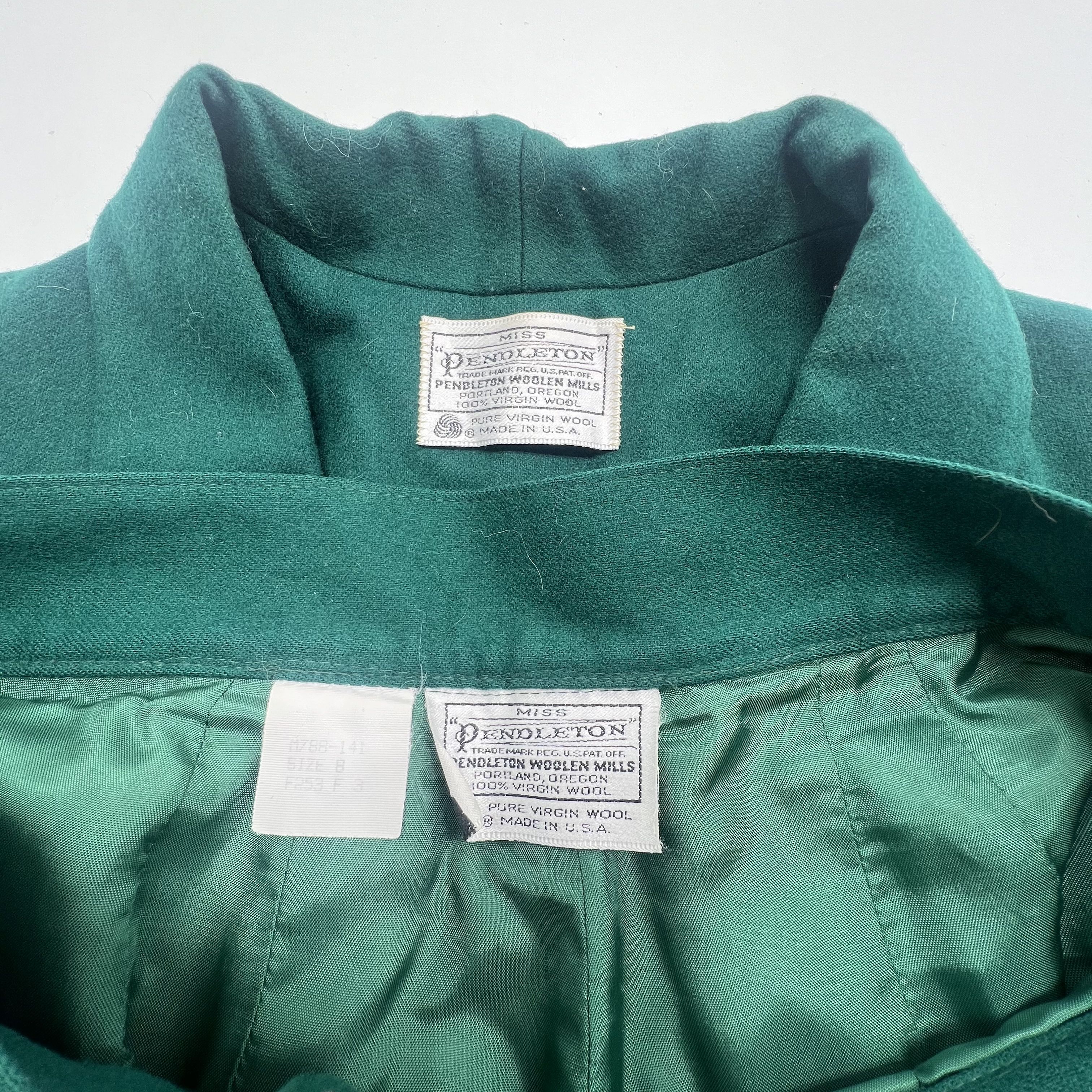 Miss Pendleton Wool Shamrock Green Pant Suit Set Vintage Women's Size 6/8