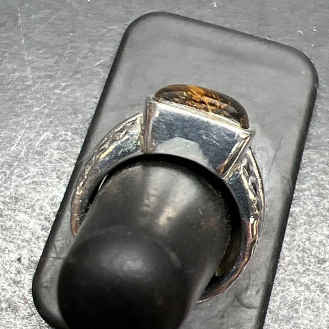 925 Sterling Silver Tiger's Eye Braid Texture Band Ring Size 7 9.52g