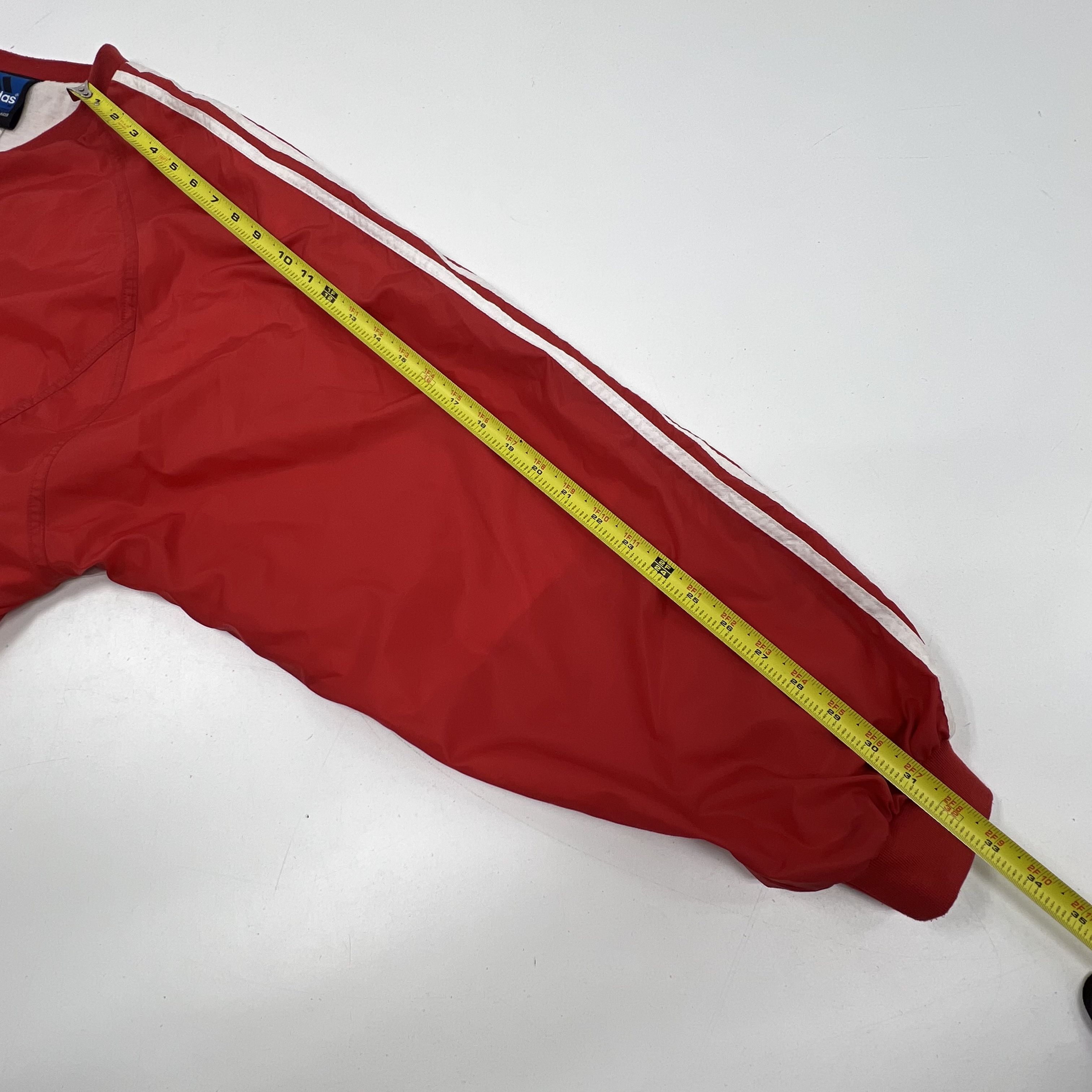 Vintage 90s adidas Red Team V-Neck Nylon Pullover Windbreaker Mens 2XL
