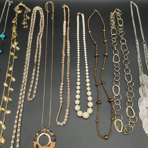 Mixed Costume Fashion Necklace Jewelry Lot 11pc Gold Silver Tone Faux Pearl