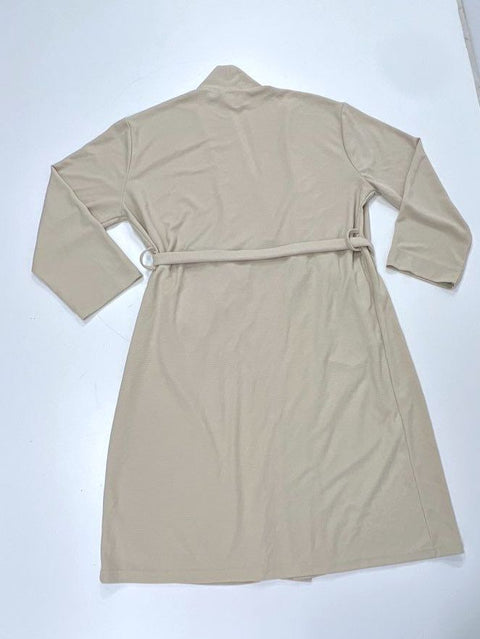 Line & Dot Women's Beige Waffle Knit Belted Loungewear Robe Sz L/XL