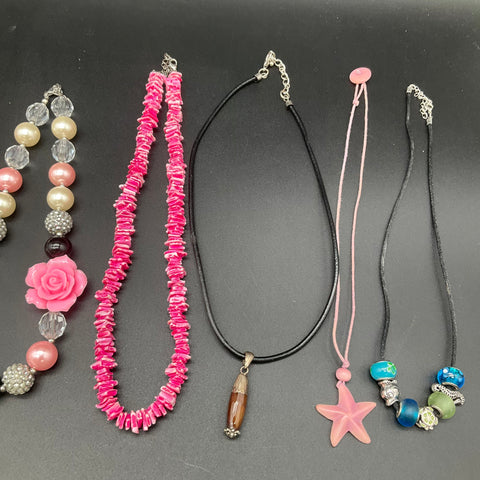Fashion Costume Jewelry Lot 11 Necklaces Beaded Shell Rose Pendant Styles