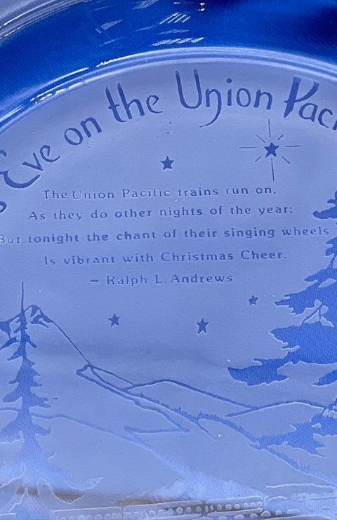Cavan Crystal Union Pacific Christmas Eve Etched Plate 24% Lead Crystal Ireland