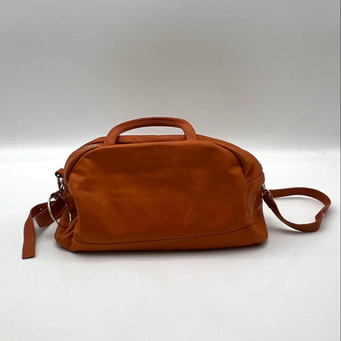 Sequoia Tan Leather Top Handle Crossbody Bag Satchel Silver Hardware