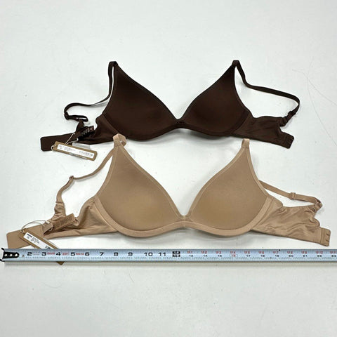 Skims Women's Lot 2 Wireless Super Push-Up Bras Cocoa Clay Sz 30C 32C NWT