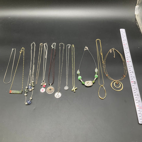 Fashion Jewelry Lot of 12 Necklaces Gold Silver Tone Boho Modern Initial