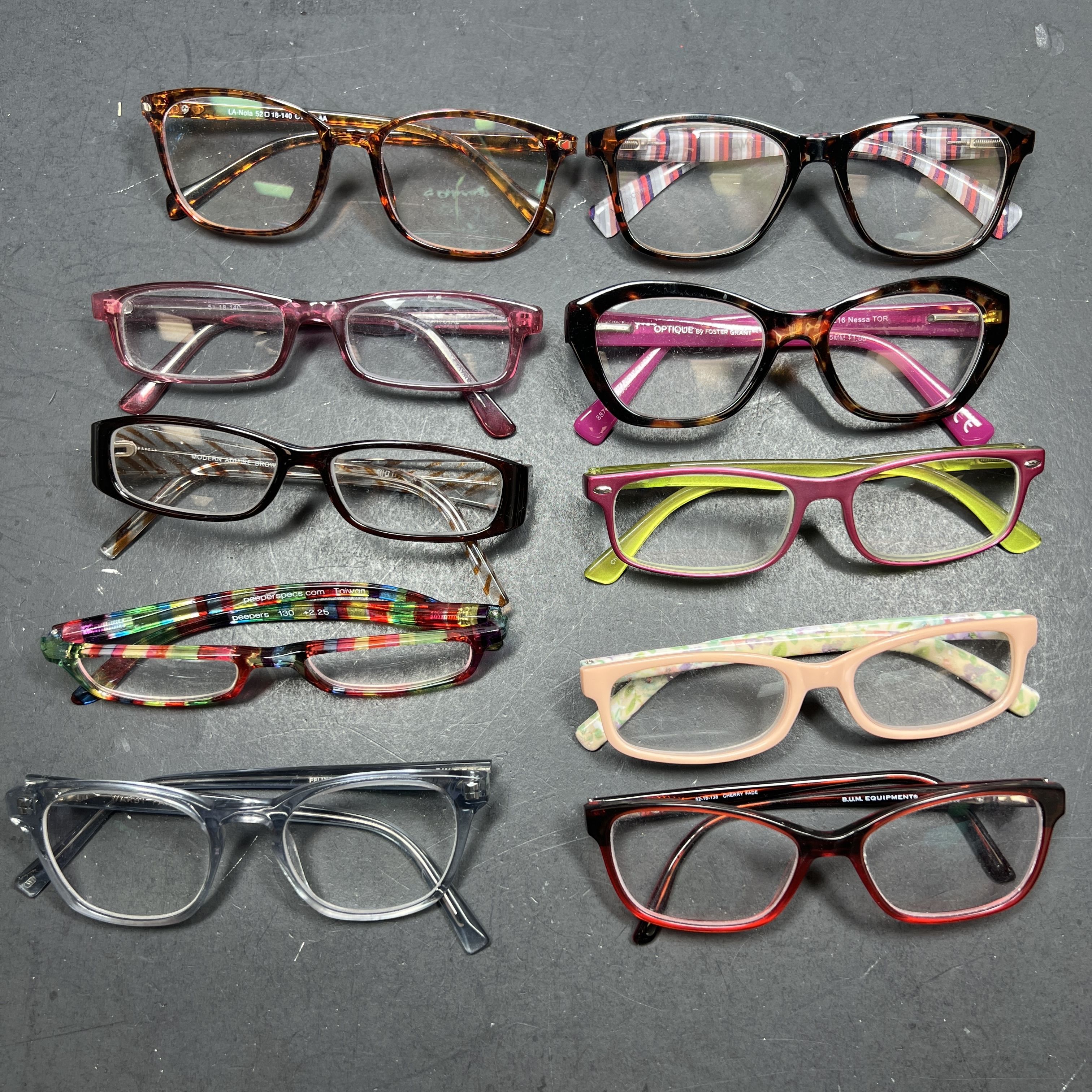 Lot Eyeglasses Plastic Frames Assorted Styles *Need Lenses* Optique B.U.M. Etc.