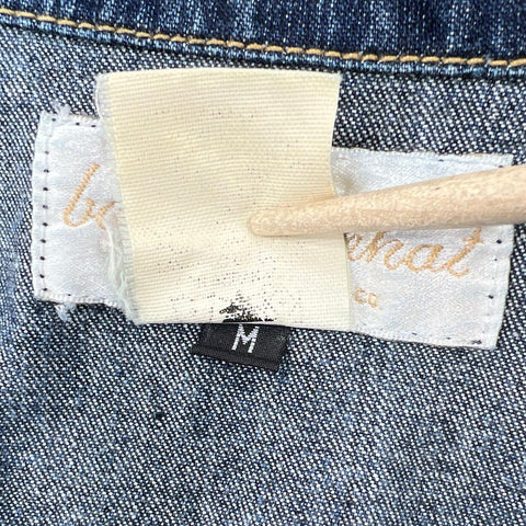 Vintage Y2K Baby Phat Women's Blue Jean Jacket Embroidered Cat Logo Sz M