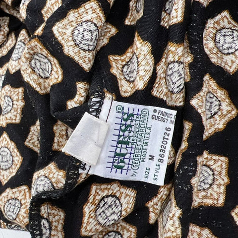 Vintage 90s Guess Marciano Geometric Print Button Up Shirt Made in USA Sz M