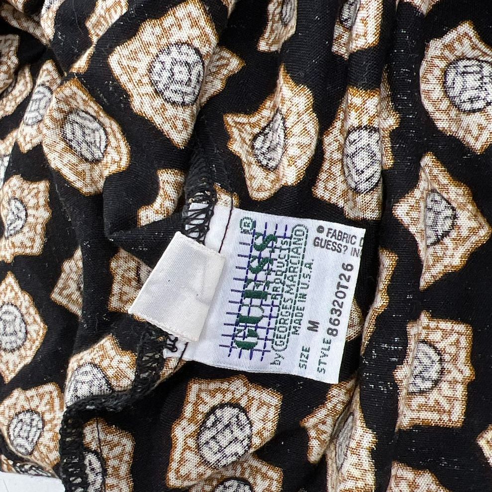 Vintage 90s Guess Marciano Geometric Print Button Up Shirt Made in USA Sz M