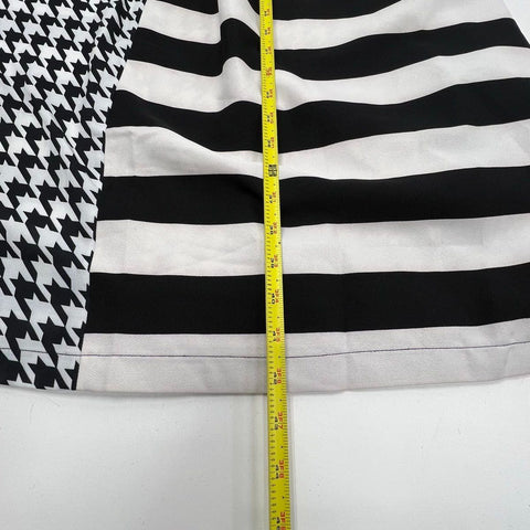 TOV Women's Black White Houndstooth Stripe Split Maxi Skirt Size S NWT