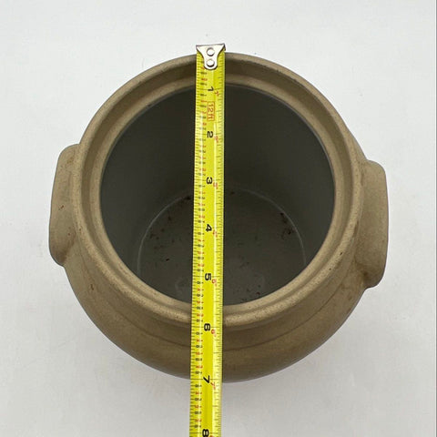 Ransburg Pottery Twin Handle Crock Jar Beige Stoneware Mid Century Modern