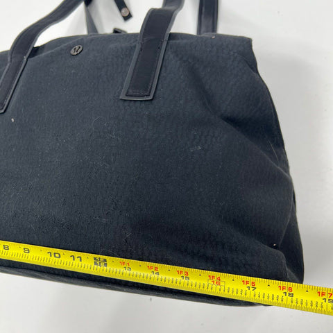 Lululemon Black Textured Canvas Tote Gym Bag Large Duffel Travel