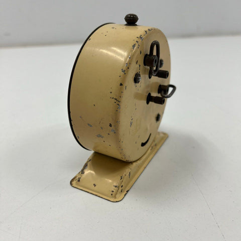 Vintage Gilbert Ruler Metal Alarm Clock Art Deco Style Cream