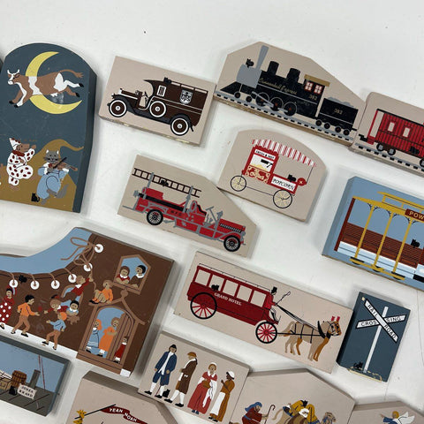 Vintage Lot Cat's Meow Village Wooden Shelf Sitters Nursery Rhyme Nativity