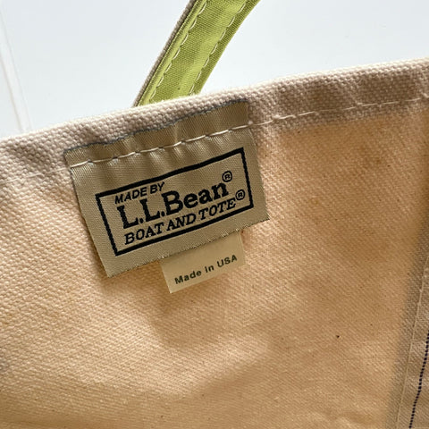 L.L. Bean Green Canvas Boat and Tote Bag Large Made in USA Monogram LRN