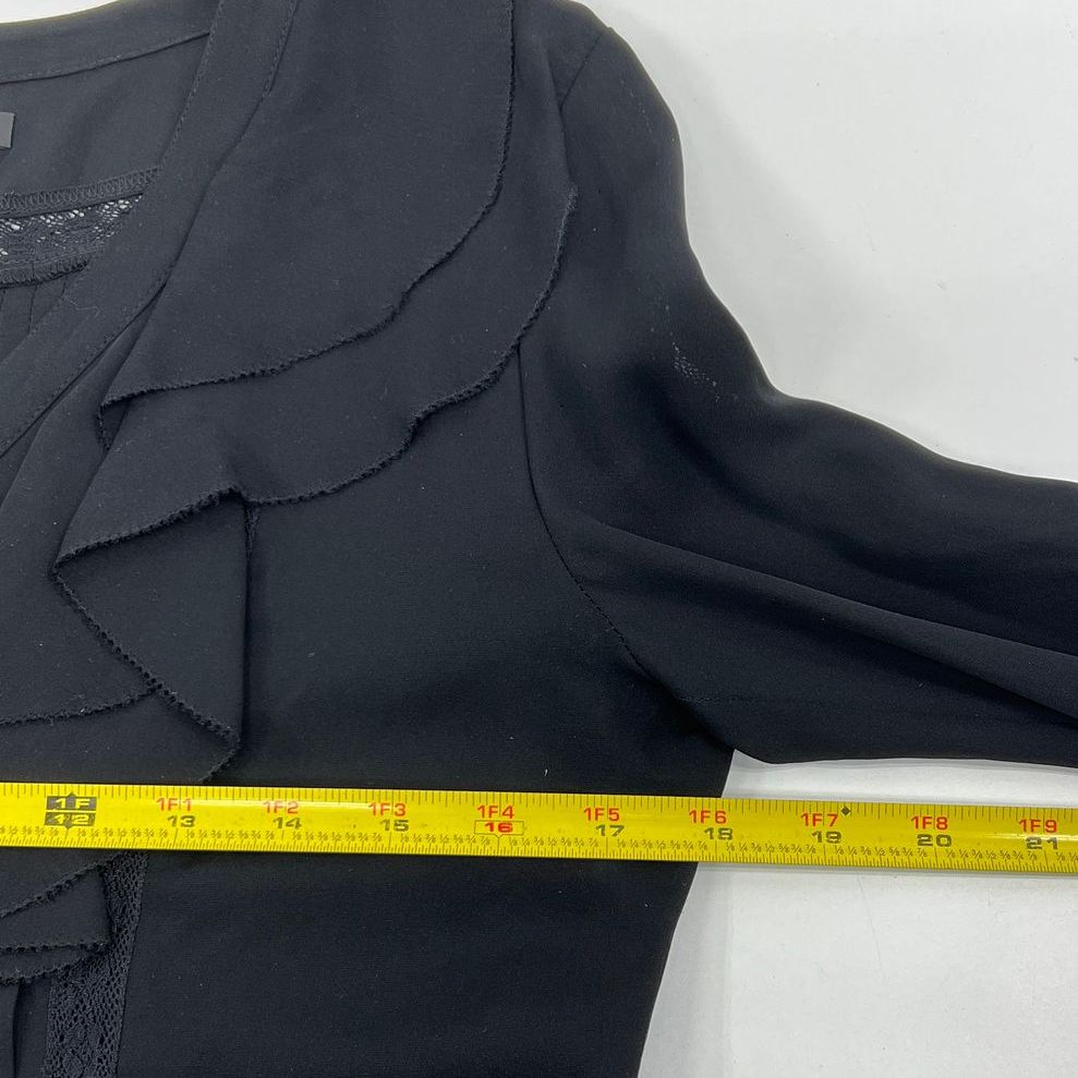 Women's Rachel Zoe Black 100% Silk Lace Trimmed Long Sleeve Blouse - Size 6
