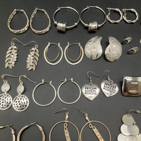 Fashion Costume Earring Lot 0.6 lbs Vintage to Modern Mixed Hoops Dangles 35 Pr