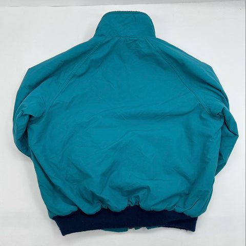 Vintage 90s L.L. Bean Warm-up Jacket Fleece Lined Teal Made USA Kids Sz 14