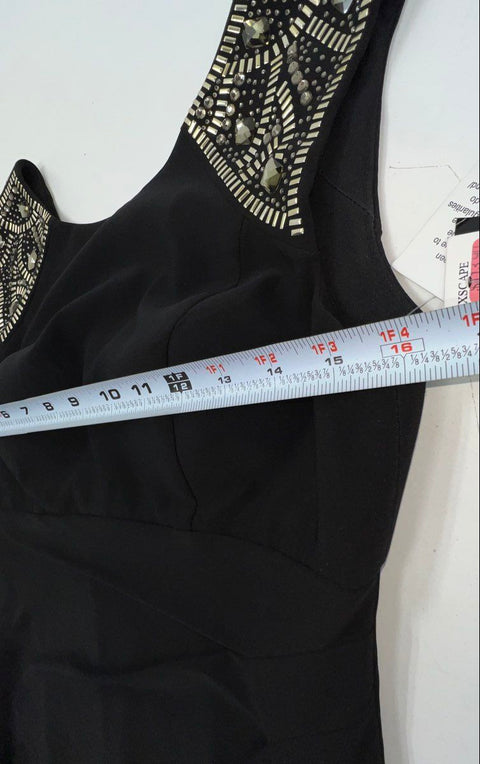 Xscape Women's Black Embellished Shoulder Ruched Cocktail Dress XS NWT - Shop Thrift World Xscape Women's Black Embellished Shoulder Ruched Cocktail Dress XS NWT - Shop Thrift World