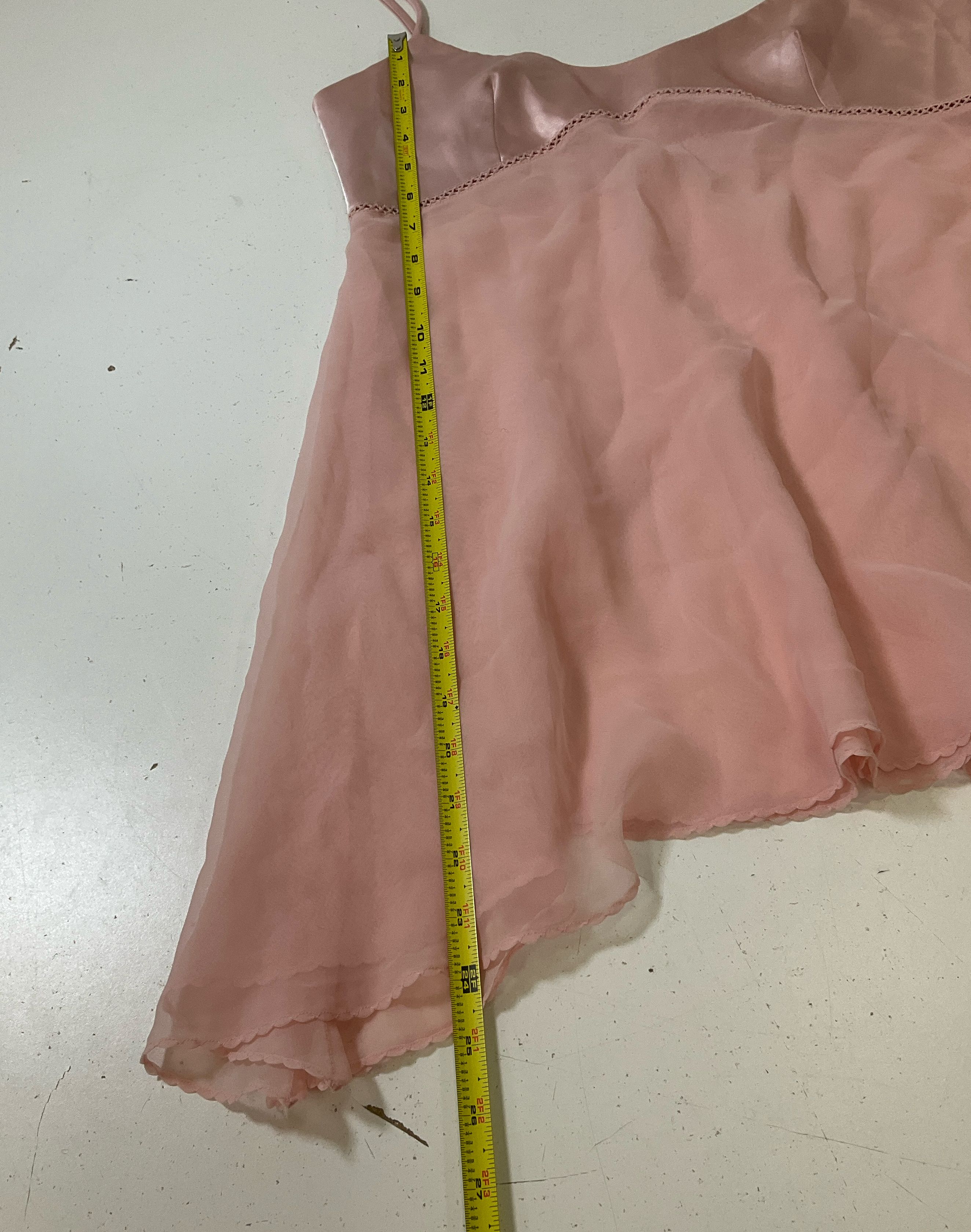 Victoria's Secret Pink Satin Chiffon Babydoll Chemise Hanky Hem Sz S Vintage Y2K