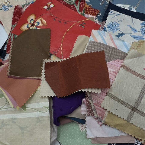 Vintage Cotton Quilt Squares Large Lot Mixed Floral Plaid Geometric Patterns