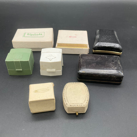 Vintage Jewelry Box Lot of 8 Ring Pendant Cases Leather Plastic Kreisler French