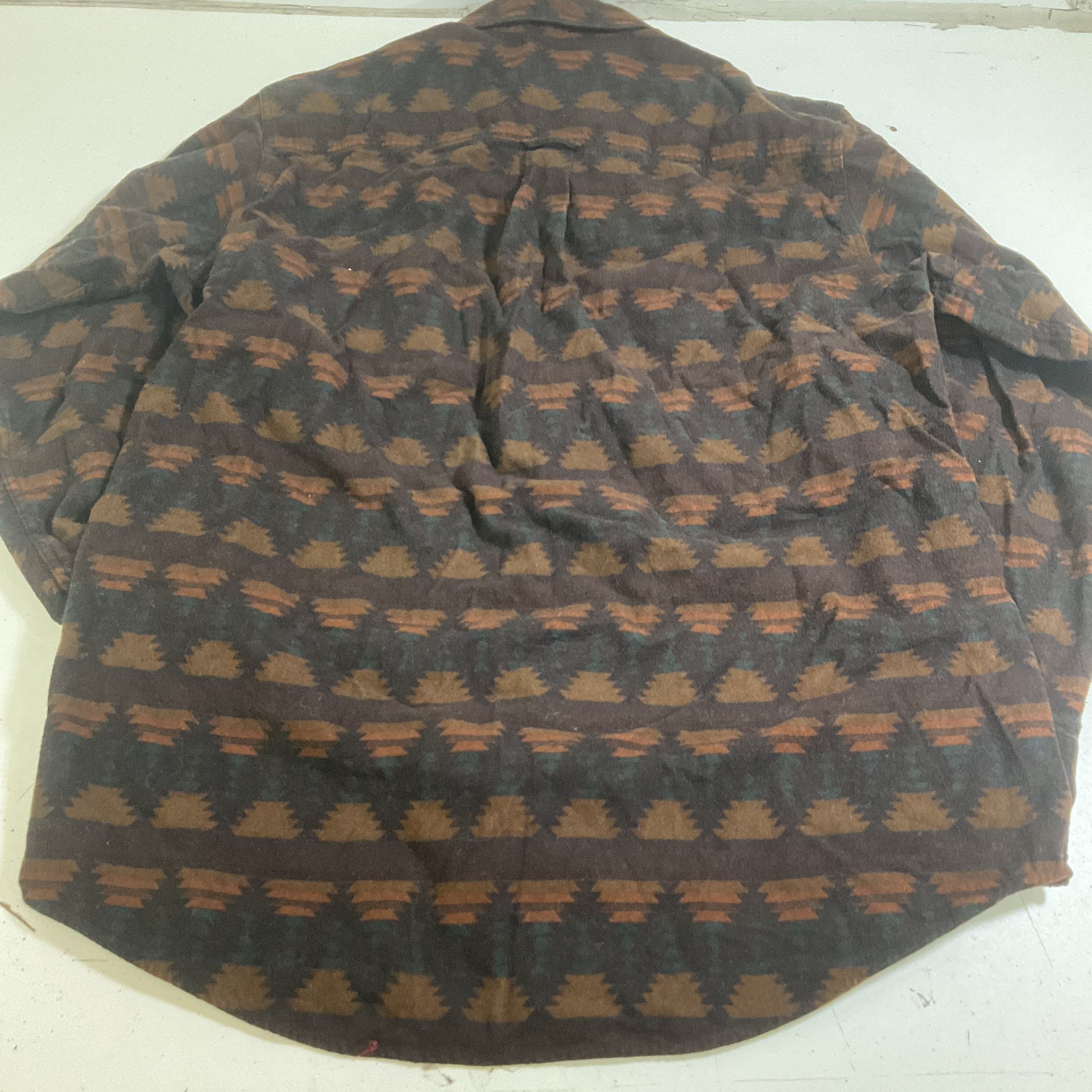 Woolrich Aztec Geometric Print Cotton Flannel Button Up Shirt Men's L