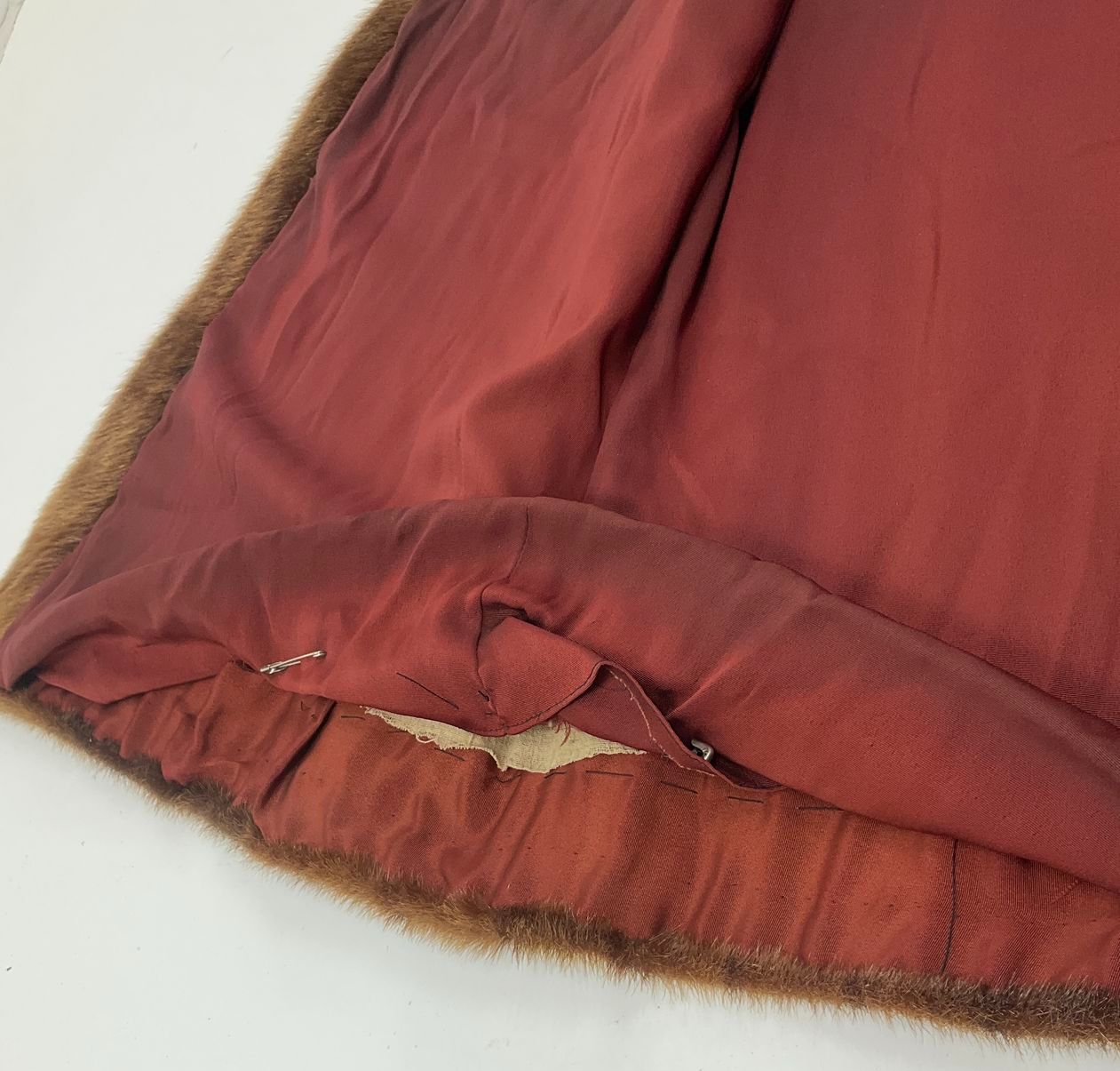 Vintage 1960s Albrecht Furs Brown Muskrat Mink Hooded Long Coat St Paul MN