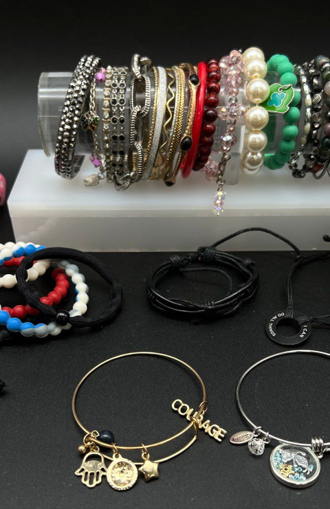 Disney Alex and Ani Style Beaded Bangle Costume Jewelry Lot of 30