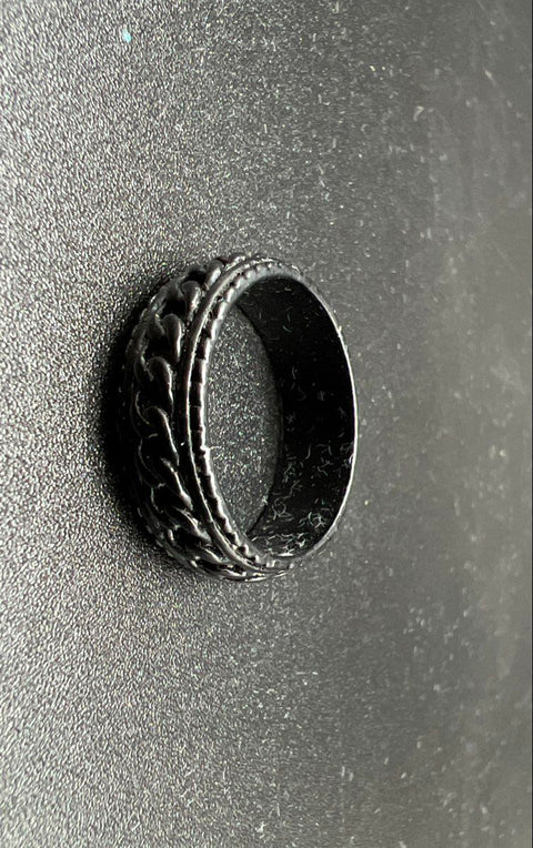 Lot of 5 Men's Fashion Ring Bands Wood Inlay Stainless Steel Rainbow Black