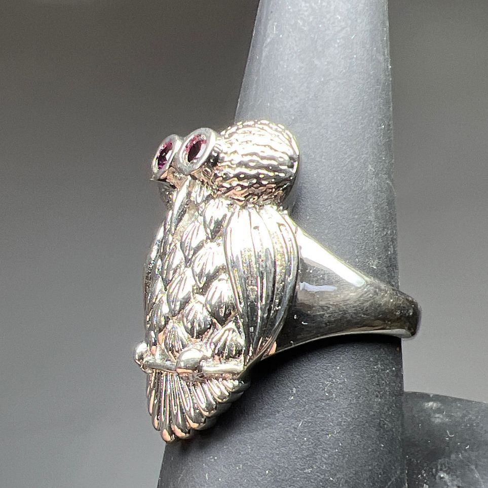 Rhodalite Garnet Owl Ring Size 8 NWT