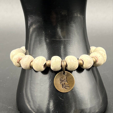 Bel Koz Women's Cashmere Clay Bead Necklace & Bracelet Set Artisan Made Haiti