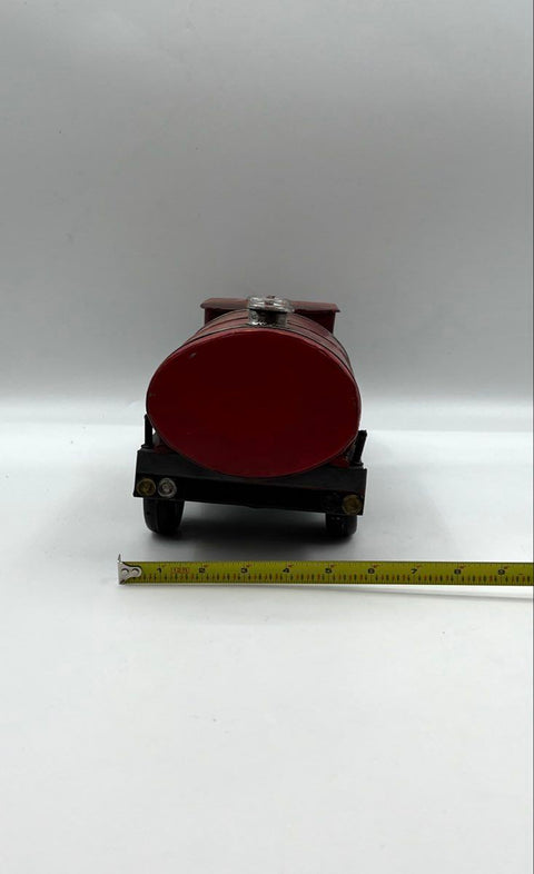 Laddy's Vintage Tin Tanker Truck Red Metal Gasoline Transport 16 Inch