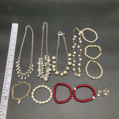 Vintage to Modern Faux Pearl Costume Jewelry Lot 12pc Ann Taylor Necklaces