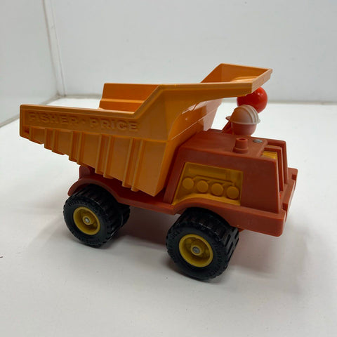 Vintage 70s Fisher-Price 302 Husky Helper Dump Truck Toy Little People Figure