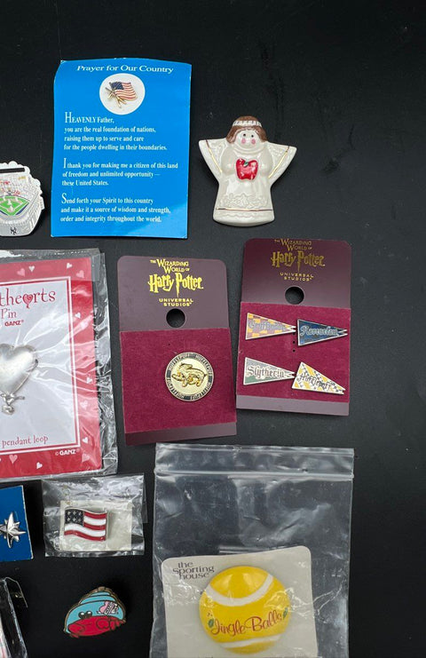 Lapel Pin Lot 21pc Mixed Enamel Harry Potter Yankees Hooters Sports Awareness