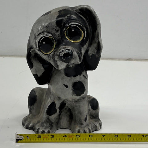 Vintage Big Eyes Dog Puppy Figurine Statue Ceramic Hand-Painted 11 Inch