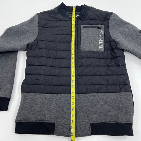 Marc Ecko Cut & Sew Men's Hybrid Quilted Puffer Jacket Black Gray Sz M