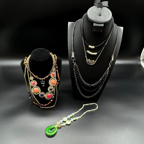 Fashion Costume Jewelry Lot of 7 Necklaces Boho Beaded Bib Multi-Strand Pendant