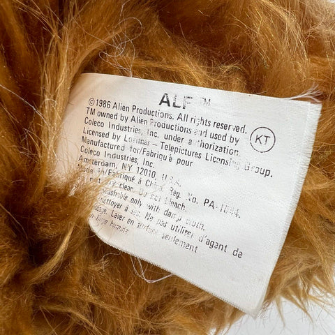 Vintage 1986 Coleco Alf Plush Stuffed Animal Doll Alien Productions TV Show
