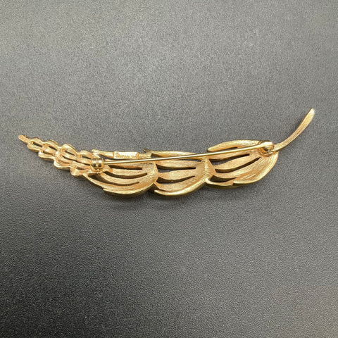 Vintage Crown Trifari Gold Tone Wheat Sheaf Brooch & Clip Earrings Set