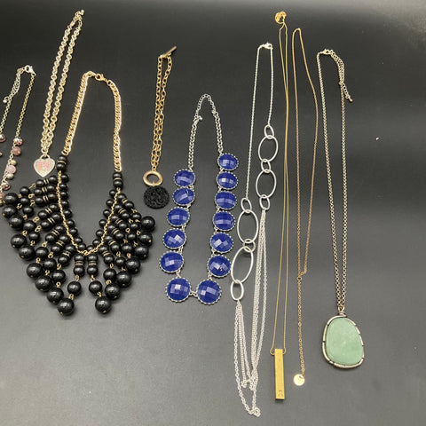 Fashion Statement Necklace Lot of 10 Gold and Silver Tone Beaded Pendants
